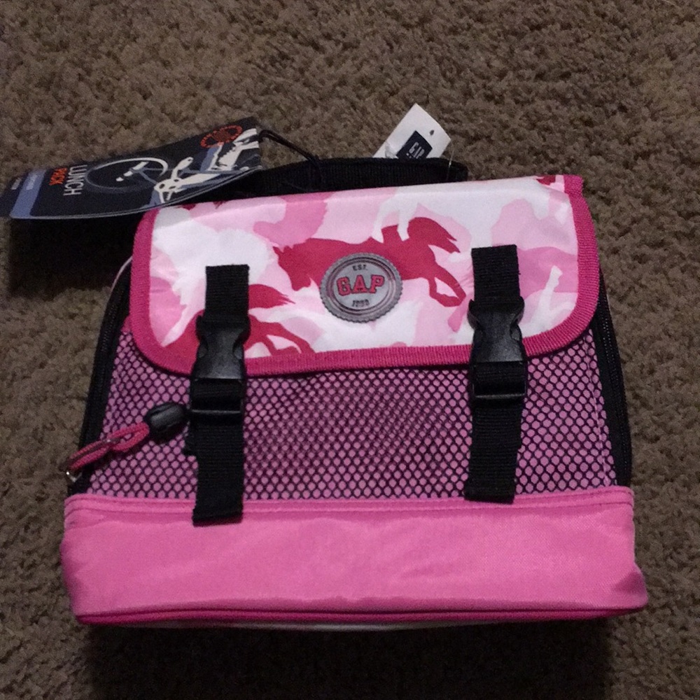 NWTs Vintage Gap Lunch Pack pink horse print